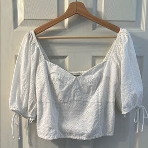 White Eyelet Puff Sleeve Top